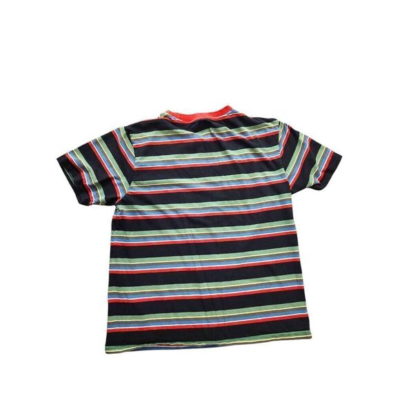 Vtg Guess T-shirt striped Y2K Men's medium multicolor embroidered accent collar - Picture 7 of 8